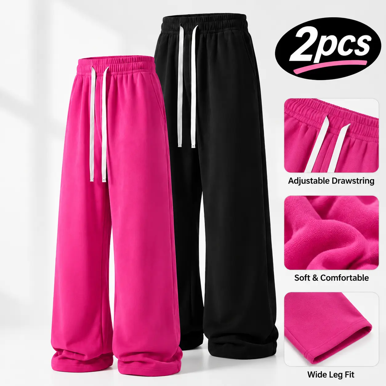 2-Pack Autumn/Winter Ultra-Soft Wide-Leg Sweatpants | Breathable athletic pants suitable for basketball, running, and fitness (optional: 1-pack / 2-pack)
