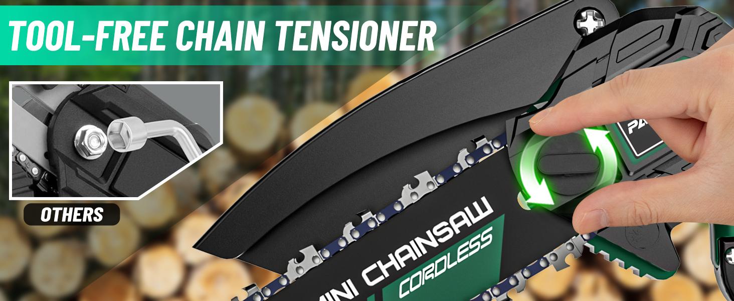 PAOWAFOL Mini Chainsaw 6-Inch Compact Handheld Electric Chain Saw with 2 Batteries  Security Lock for Efficient Wood Cutting, Tree Trimming, and Pruning - Gift for husband,dad,father,men-Homeowners, Gardeners, and DIY Enthusiasts