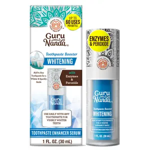 GuruNanda Whitening Toothpaste Booster with Enzymes & Peroxide – Add to Toothpaste for Whitening, Fluoride-Free Formula, Up to 60 Uses