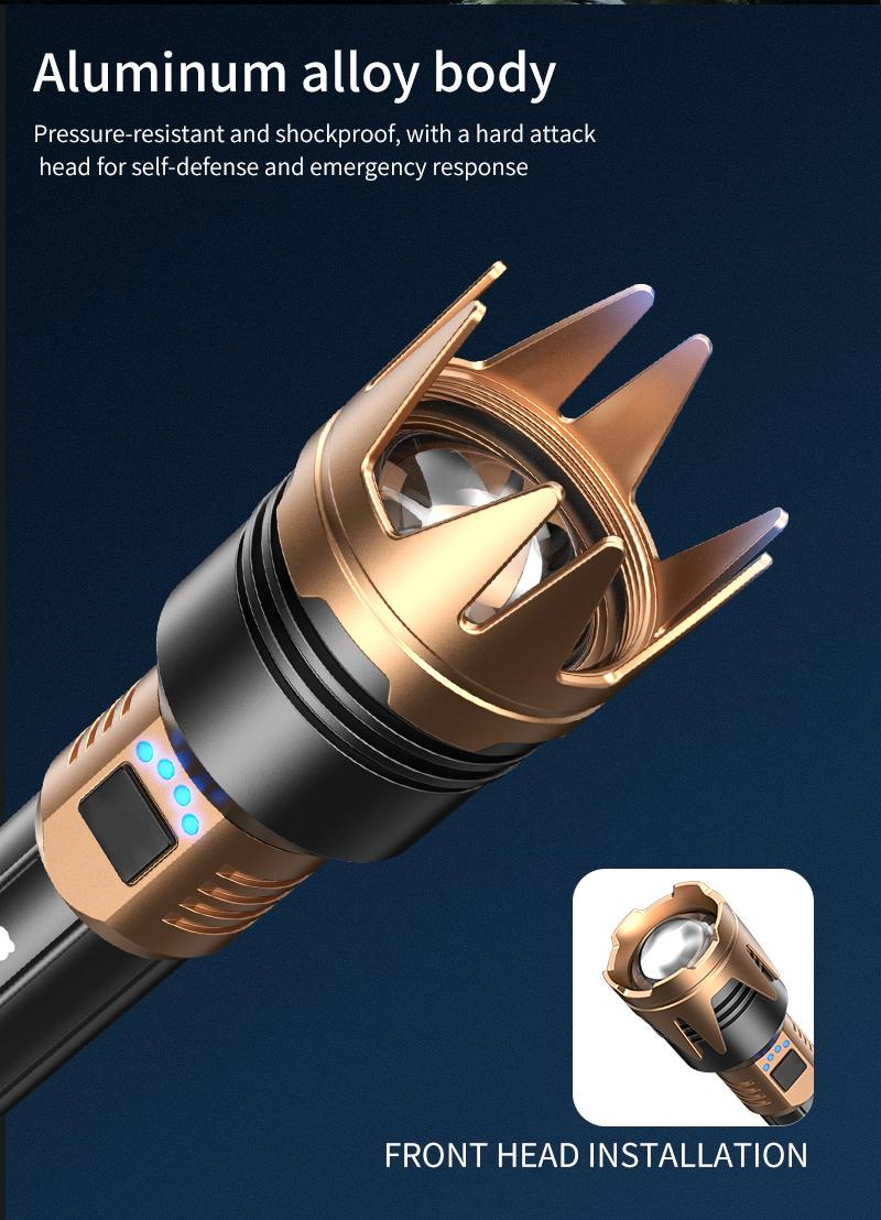 Black Panda Pro High-Brightness Rechargeable Camping Flashlight, Outdoor Searchlight, 5500mAh Battery Capacity, Water resistant , USB Charging, Zoomable Focus