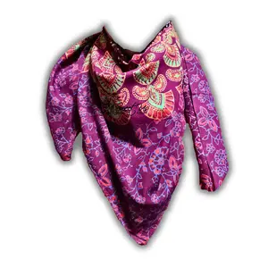 Cannes Vibrance Lightweight Floral Cotton Scarf — Burgundy