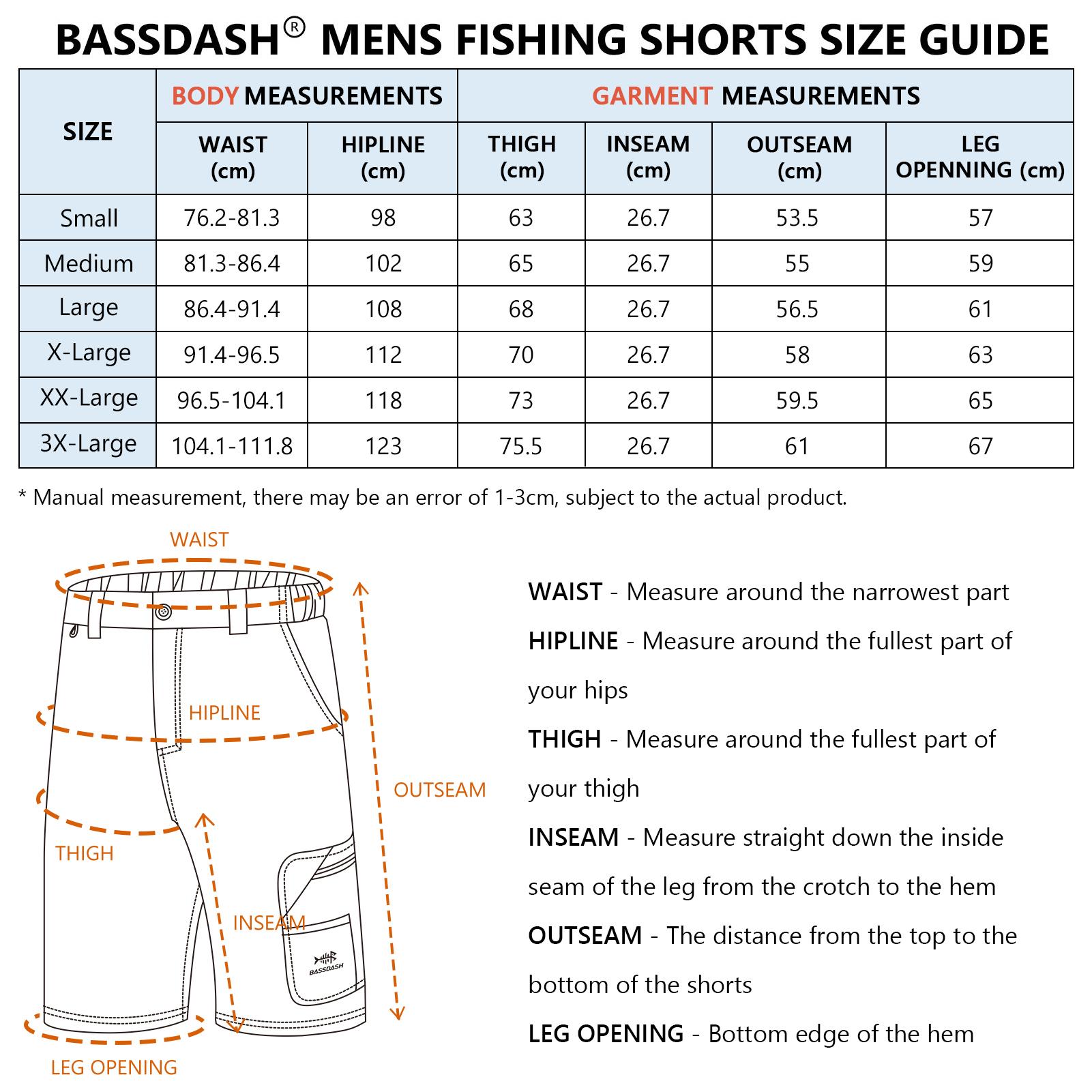 Bassdash FP01M 10.5” Mens Fishing Cargo Shorts Quick Dry UPF 50+ Water Resistant