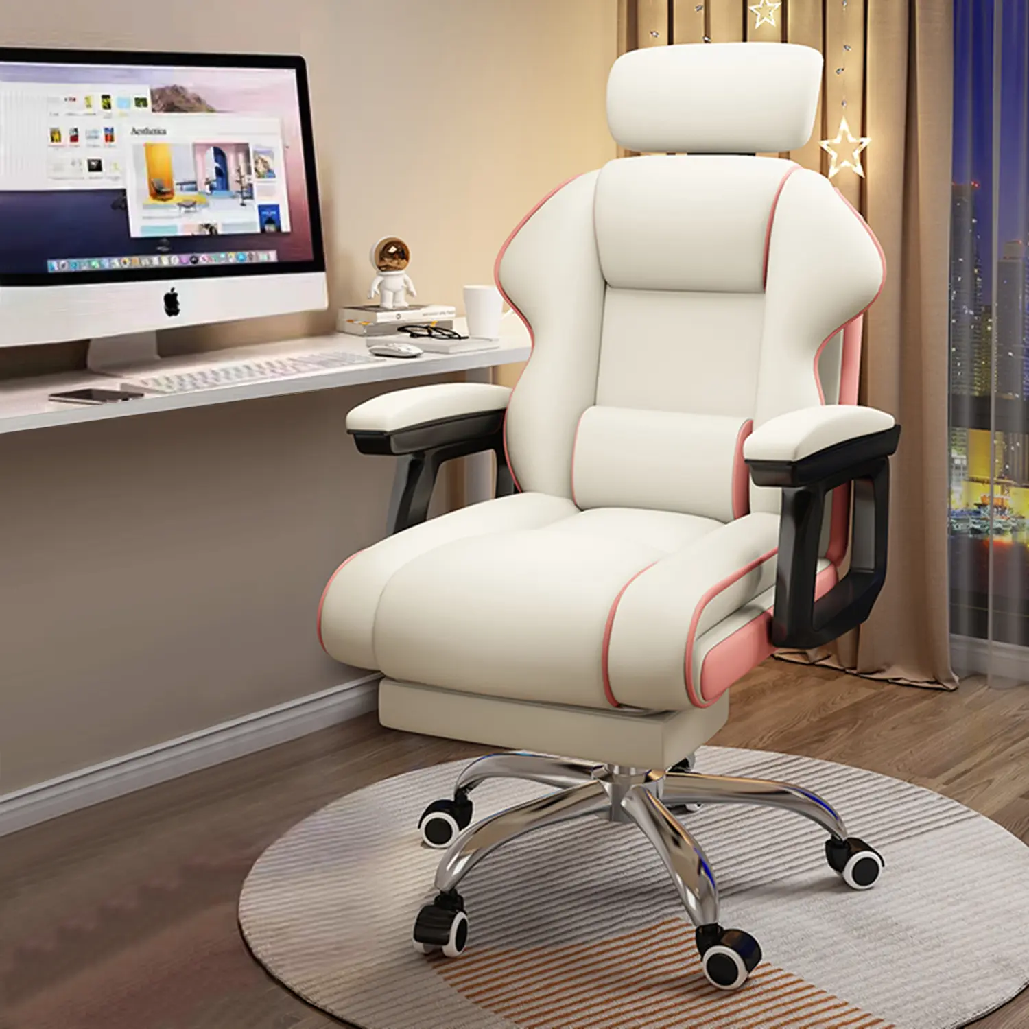 【Summer sale】 Executive Computer Chair Home Office Desk Chair,Adjustable Angle, Ergonomic Adjustable Height PU Leather Chairs with Cushions Armrest for Long Time Seating-High Office Chair with Footrest