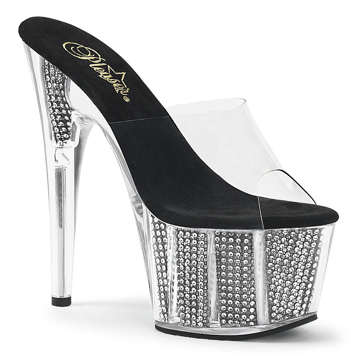 Pleaser Adore-701SRS Women's Platform Sandals, Stylish High Heels with a Rhinestone Filled Bottom and 7" Stiletto