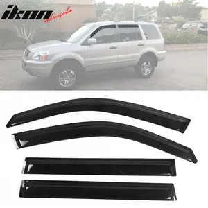 Visor Windows for Honda Pilot 2003-2008 Slim Style Tape On Smoke Acrylic