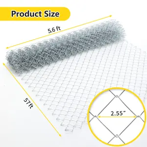 57ft x 5.6ft Galvanized Farm Fence Roll, Heavy Zinc Coated Wire Mesh Fencing for Livestock, Cattle, Goats, Hogs, Deer Control, Durable Field Fencing for Yard, Garden, Ranch, Animal Protection