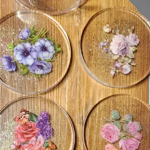 Floral resin Coaster Set