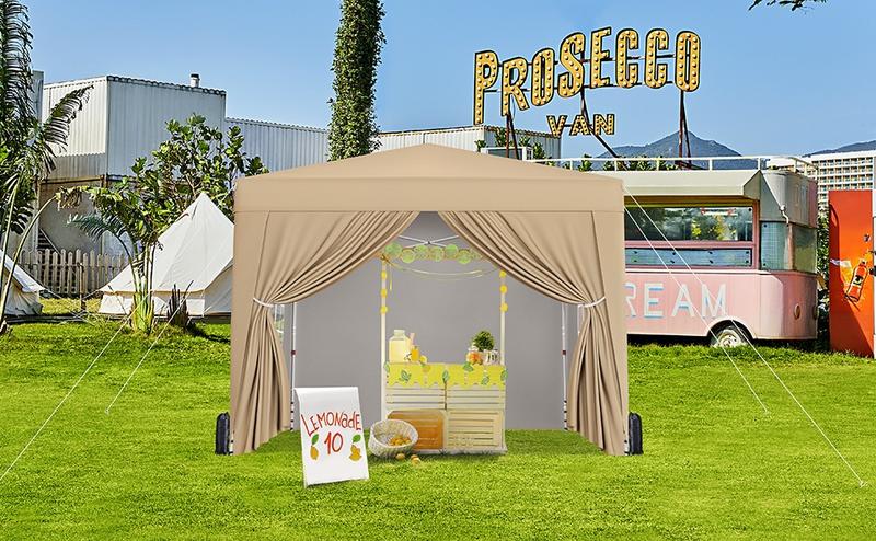 Yaheetech 10x10 Pop Up Canopy with 4 Removable Sidewalls, Portable Enclosed Instant Tent, Waterproof Outdoor Tent, Beach Sun Shelter with 4 Sandbags, 12 Stakes & 4 Ropes