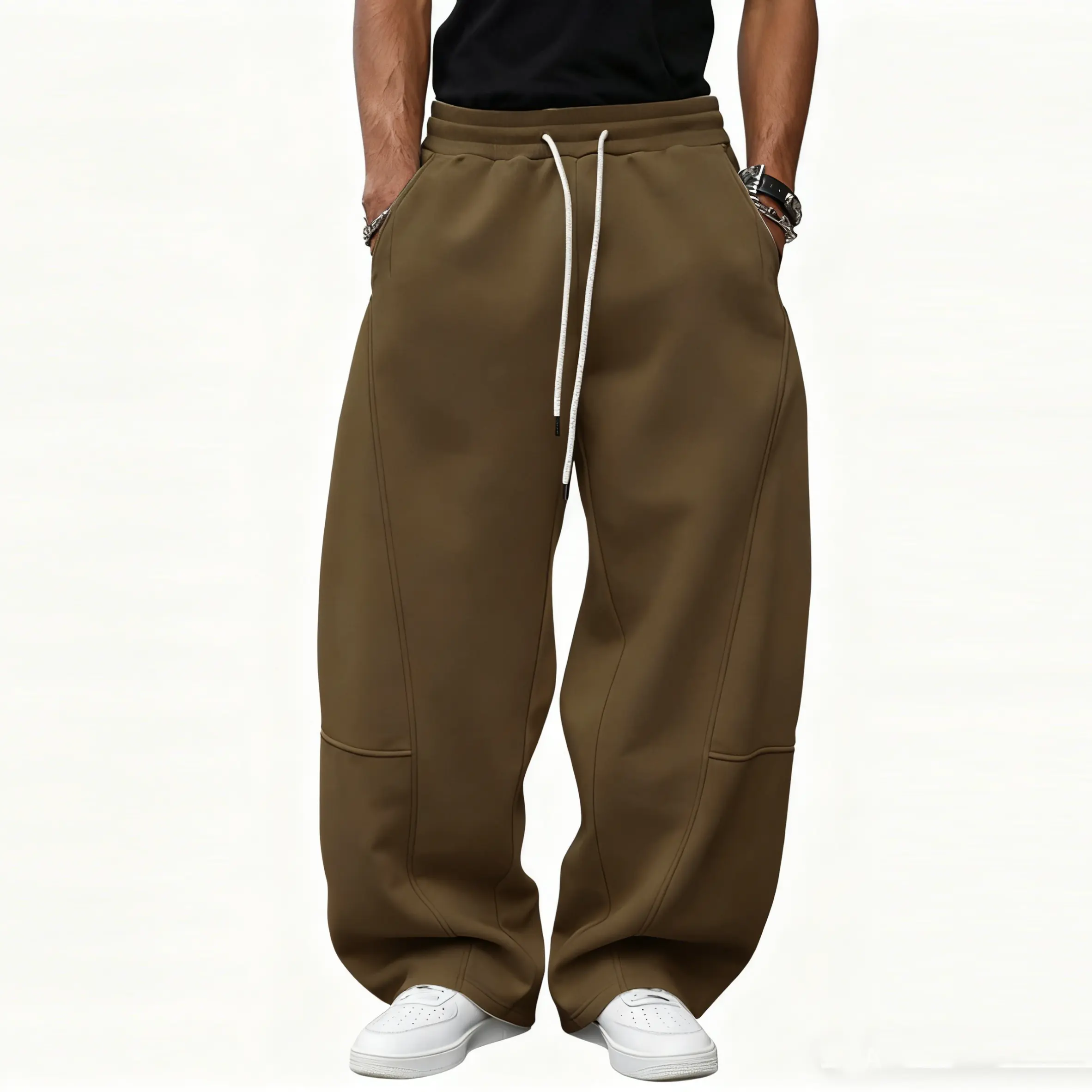 2-Pack Unisex Drawstring Waist Winter Warm Straight Wide-Leg Loose Fit Jogger Pants with Pockets SpringStatements Pink Wide Leg Sweatpants Workout Casual Baggy pantalones para hombre