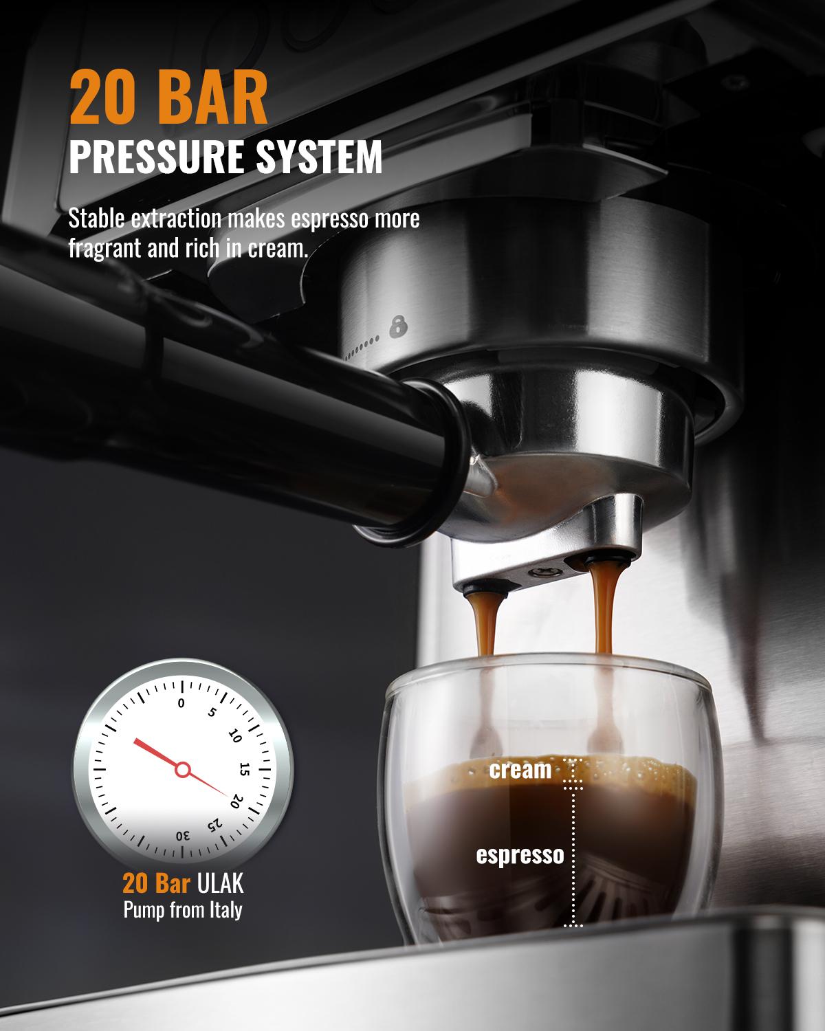 SHARDOR Espresso Machine, 20 bar Expresso Coffee Machines with Milk Frother Steam Wand, Latte & Cappuccino Coffee Maker for Home, 1350W SHARDOR Espresso Machine, 20 bar Expresso Coffee Machines with Milk Frother Steam Wand, Latte & Cappuccino Coffee Maker for Home, 1350W