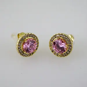 Earrings – Aretes – Zircon Stone – 14K Real Color