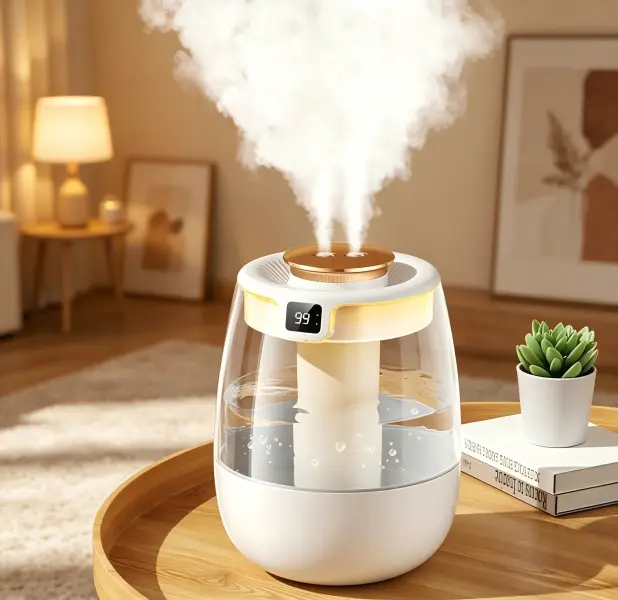 Cool Mist Humidifier with Night Light, 1.3L Quiet Personal Humidifier for Bedroom, Home, Office, Plants, Car & Holiday Decor