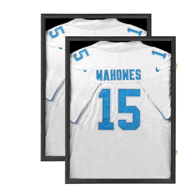 IHEIPYE Jersey Frame Display Case with 98% UV Protection Acrylic Panel Gold Locks for Baseball Basketball Football Soccer Hockey Sport Shirt Black