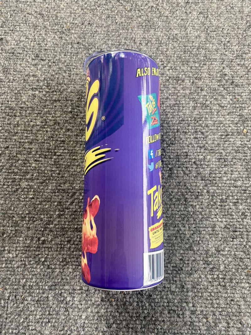 Takis Tumblers 20 Oz Skinny Straight, Stainless Steel Tumbler Come with straw and rubber bumper!