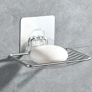 2pcs-Stainless steel soap rack, wall mounted soap rack, drainage soap tray, simple soap storage rack in home bathroom