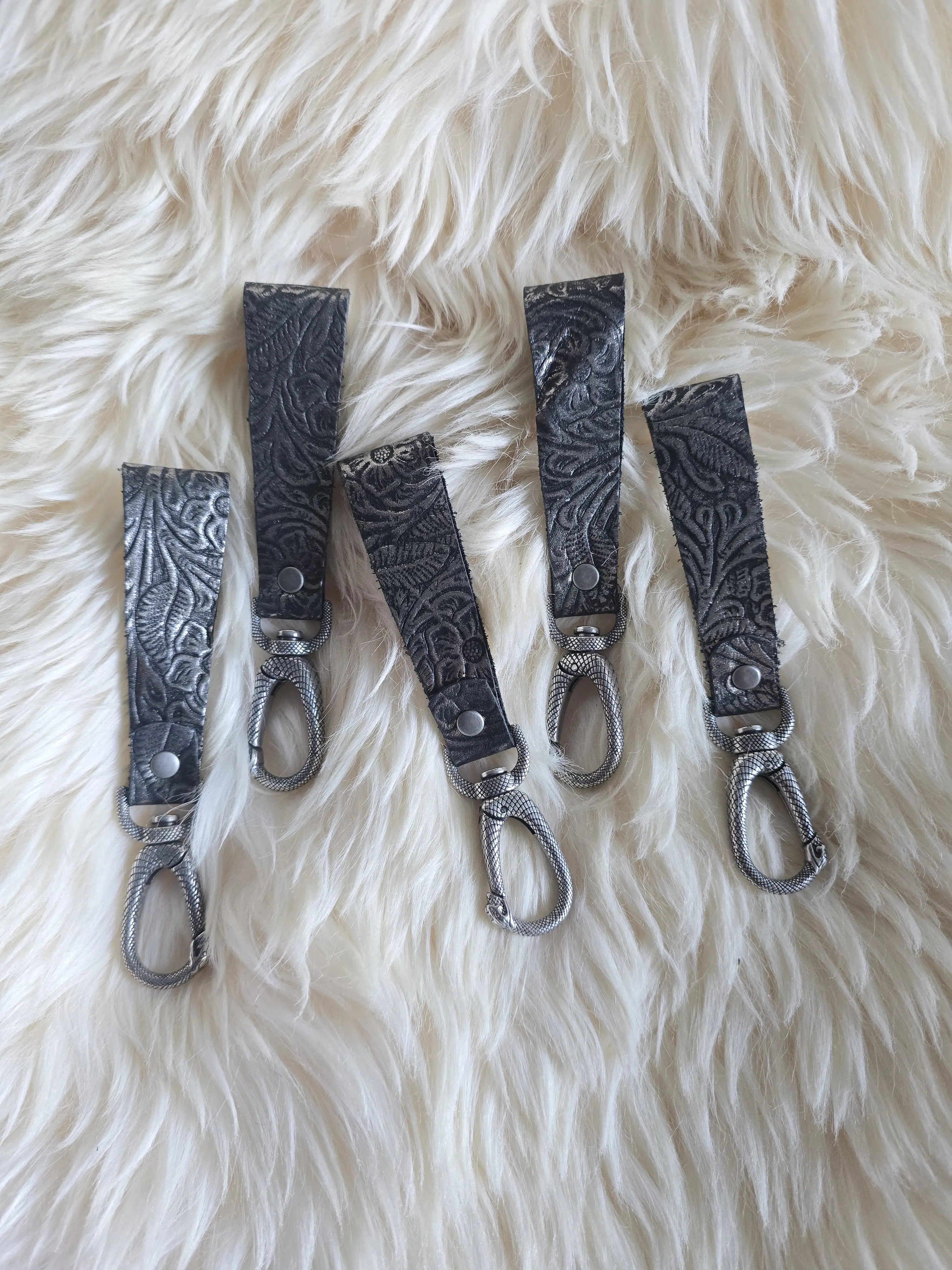 Embossed Leather Keychain