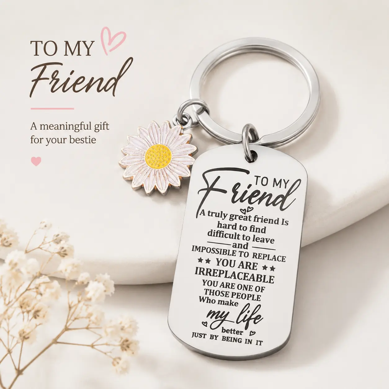 Best Friend Keychain Gift for Women, BFF Birthday Christmas Graduation Farewell Gift, Friendship Inspirational Jewelry for Bestie & Coworker