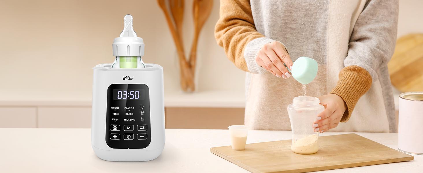 Bear Baby Bottle Warmer, Milk Warmer Breastmilk Bag Formula Fast Warming for New Born Baby Bottles, 6 Oz with Time Temp Control Automatic Shut Off at Home Use