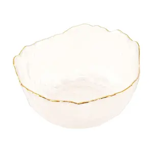 KAWASIMAYA 330ml Small Gold Rimmed Glass Bowl - Perfect for Desserts, Yogurt, Fruit Salad, and Snacks