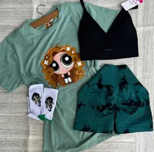 Cartoon Baddie Powerpuff Shirt – Blue Curly Girl Graphic, Y2K Retro Fit, Youth & Adult Sizes, Lightning Tie Dye Energy (Only Shirt) J0B