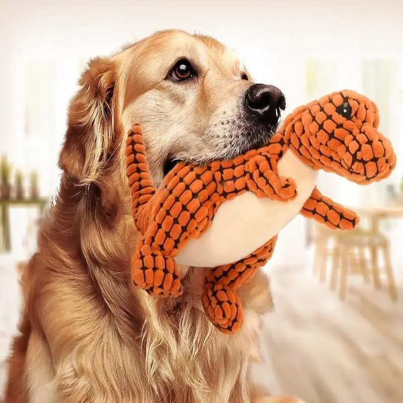 🐶✨ Fluffy Finds Presents: DinoPlush™ Interactive Dog Toy – Soft Squeaky Chew Toy for Large & Small Dogs