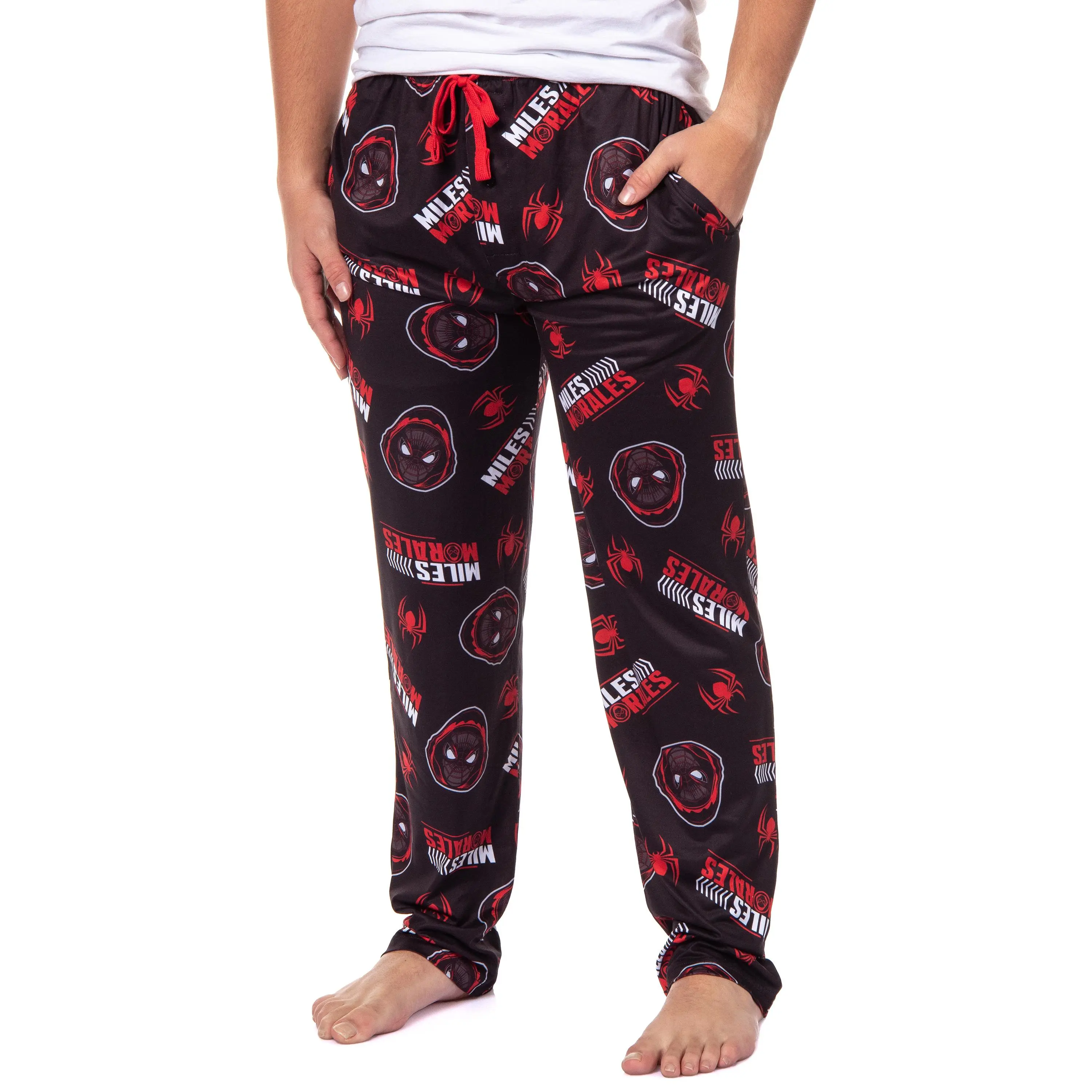 Marvel Spiderman Miles Morales Pajamas Men's Allover Pattern Adult Sleep Bottoms Pajama Pants, Polyester, Spandex, Fabric