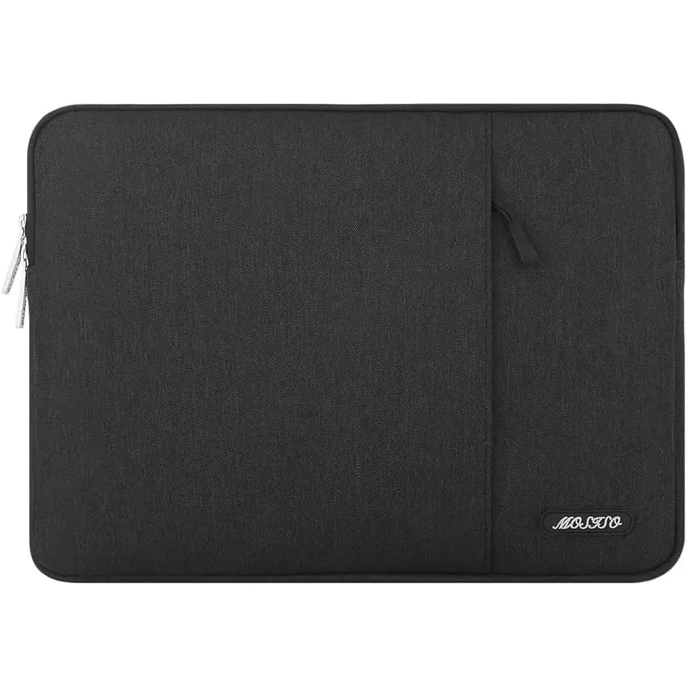 MOSISO Laptop Case 13.3 inch, 13-13.3 inch Laptop Sleeve Compatible with MacBook Air/Pro 13/Pro 14 M5 M4 M3 M2 M1, HP Dell ASUS Lenovo,Polyester Vertical Computer Sleeve Bag with Pocket, Black, Back To School Haul, Drop Resistant Laptop Bags