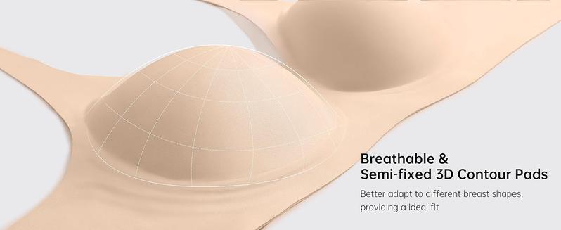 OEAK Deep V Mesh Wireless Bras for Women No Underwear Seamless Push Up Comfortable Tshirt Bralettes Everyday Bra