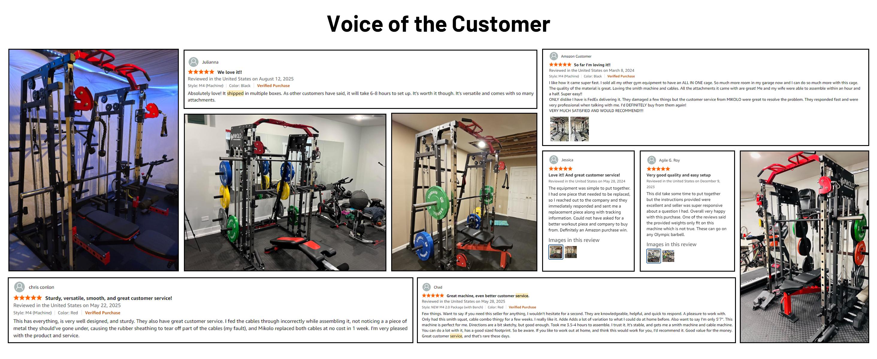 [4 packages shipping] MIKOLO Smith Machine, 2200lbs Squat Rack with LAT-Pull Down System & Cable Crossover Machine, Training Equipment with Leg Hold-Down Attachment Home Gym Station Home Gym AdjustableMIKOLO