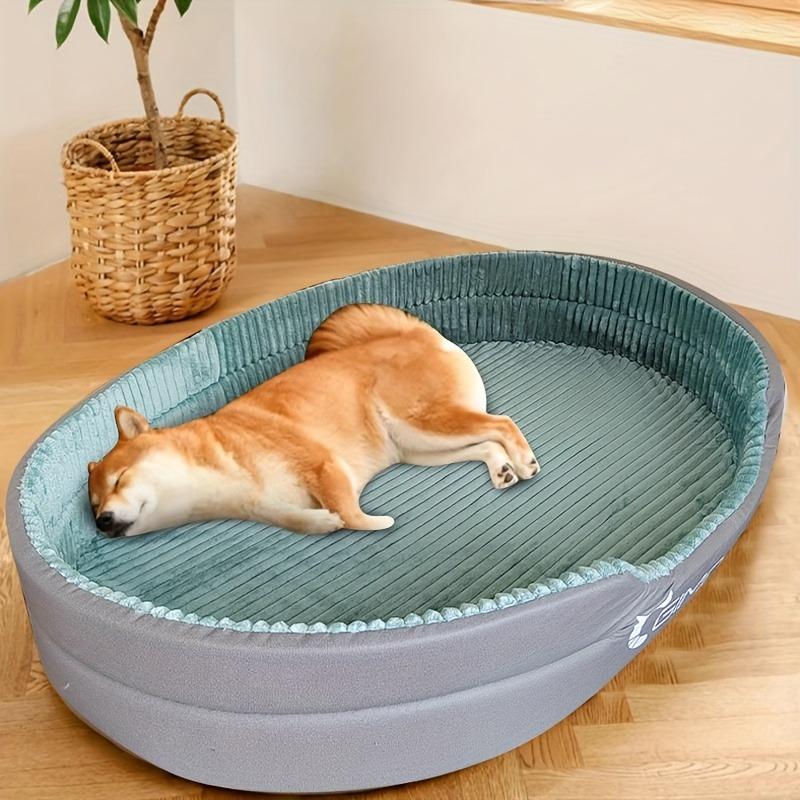 Pet Heaven Luxury Plush Thickened Pet Sofa Bed All Season Warm & Cool Dog Cat Bed for Medium Large Breeds Fully Washable Removable Mat 3D Raised Edge Pet Couch sleeping bag dog accessories Adjustable Temperature Heating Pad towers