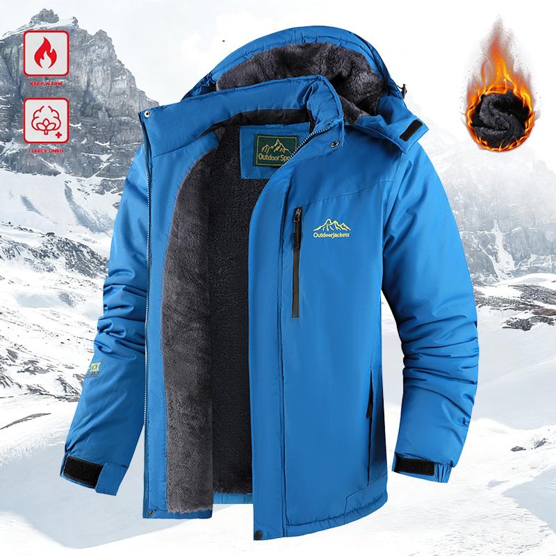 Men's Winter Fleece-Lined Hoodie – Thick, warm softshell jacket with an adjustable drawstring hood, ribbed cuffs, and zippered front closure; perfect for outdoor hikes, jogging, fishing, gym workouts, or everyday casual wear; a must-have versatile piece f