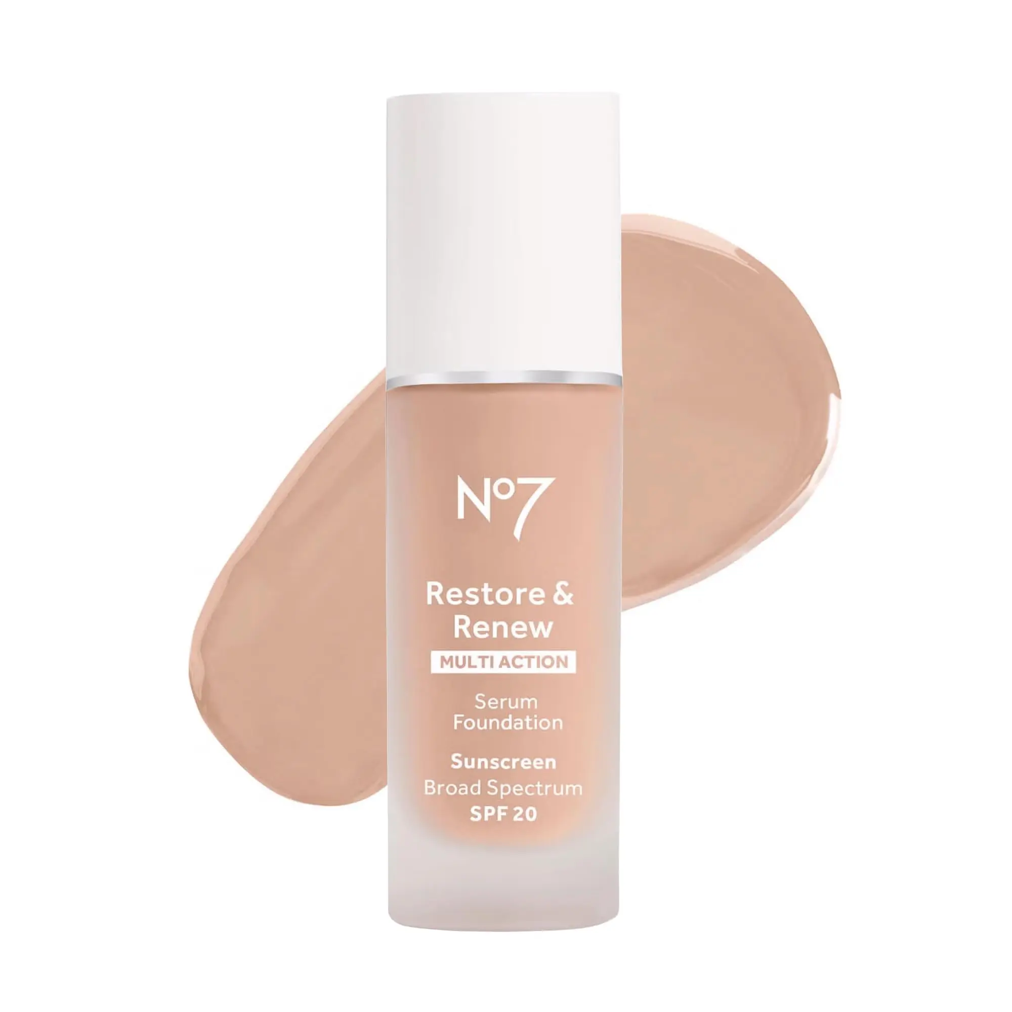 No7 Restore & Renew Multi Action Serum Foundation - Liquid Foundation Makeup with Vitamin C, Vitamin E & Collagen for Face - Beauty Skin Serum Formula with Medium Coverage (30ml)