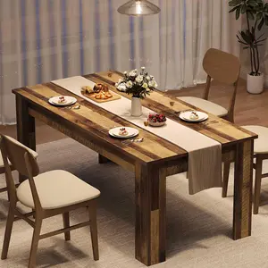 Rustic Brown 63" Dining Table for 4-6, Farmhouse Style, Space-Saving Rectangular Kitchen Table, Durable Wood, Ideal for Small Spaces & Apartments