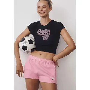 GOLA X ANTHROPOLOGIE RUNNER BABY TEE. SIZE: S. COLOR: BLACK PATTERN.