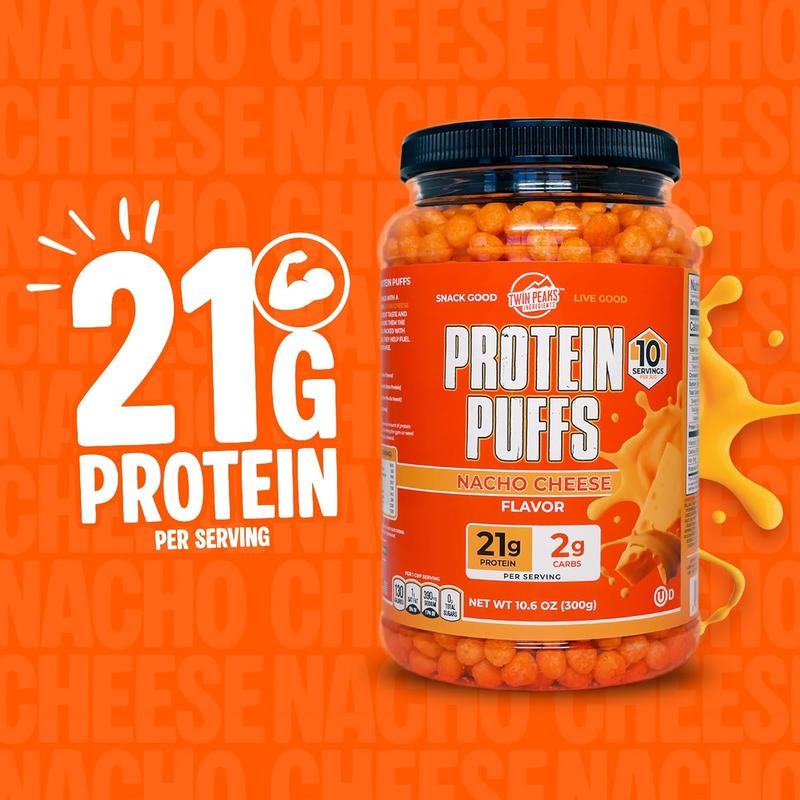 Protein Puffs - (Nacho Cheese), Keto Friendly, Low Carb Snack (300g, 21g Protein, 2g Net Carbs, High Protein, Healthy Crunchy Snack).