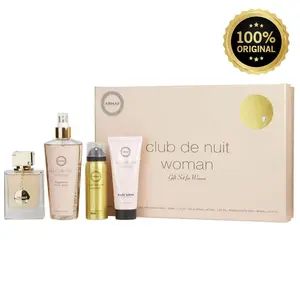 Armaf Club De Nuit for Women Gift Set Eau de Parfum, Shampoo, Body Spray and Body Lotion Spray Floral Scent with Bergamot Jasmine Musk Amber Spicy Rose & Woody Notes
