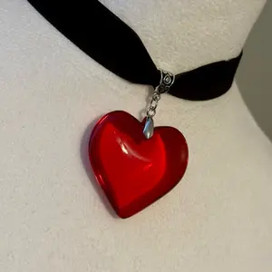 Red Crystal Heart Pendant Adjustable Black Velvet Choker Necklace New