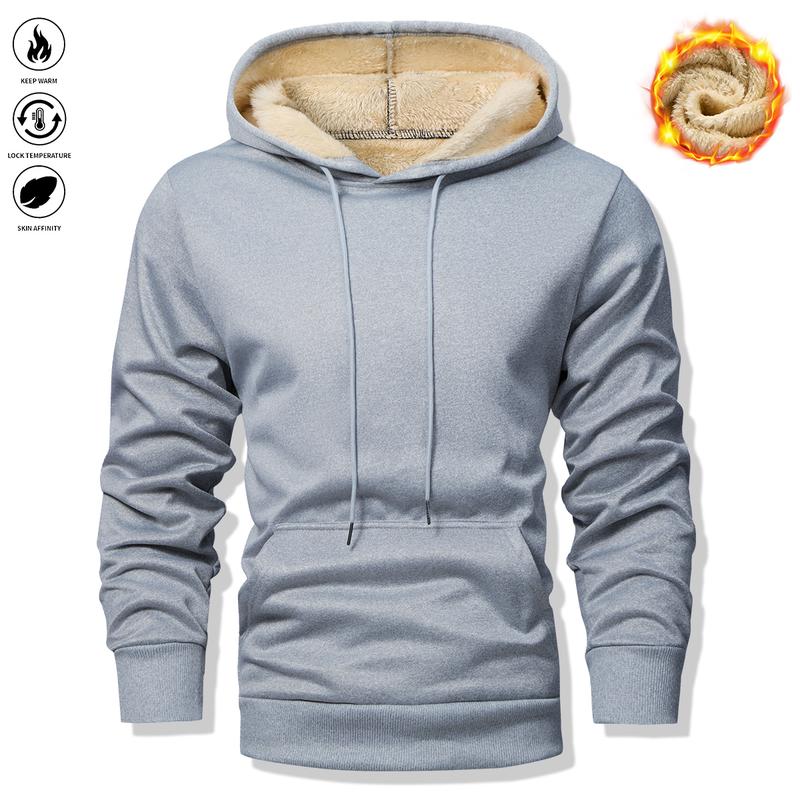 Men's Casual Sports Fleece-Lined Thickened Hoodie, Suitable for Gym Workouts, Running, and Other Outdoor Activities, Perfect Gift for Autumn and Winter