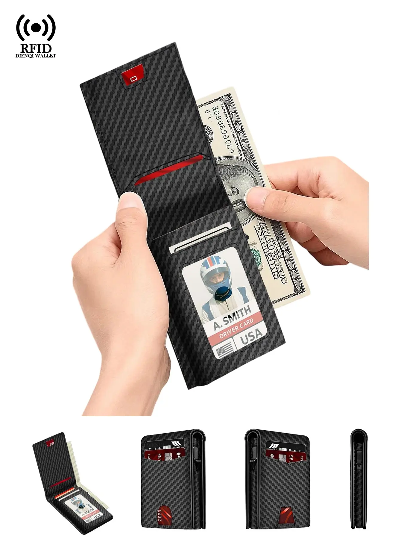 Small Minimalist Wallets, Business Bank Credit Card Holders with RFID Blocking Pop-Up Metal Case, Magnetic Closure, Daily Use, Holds 12 Cards & ID Window, Gift for Dad & Husband, RFID Protected Wallet