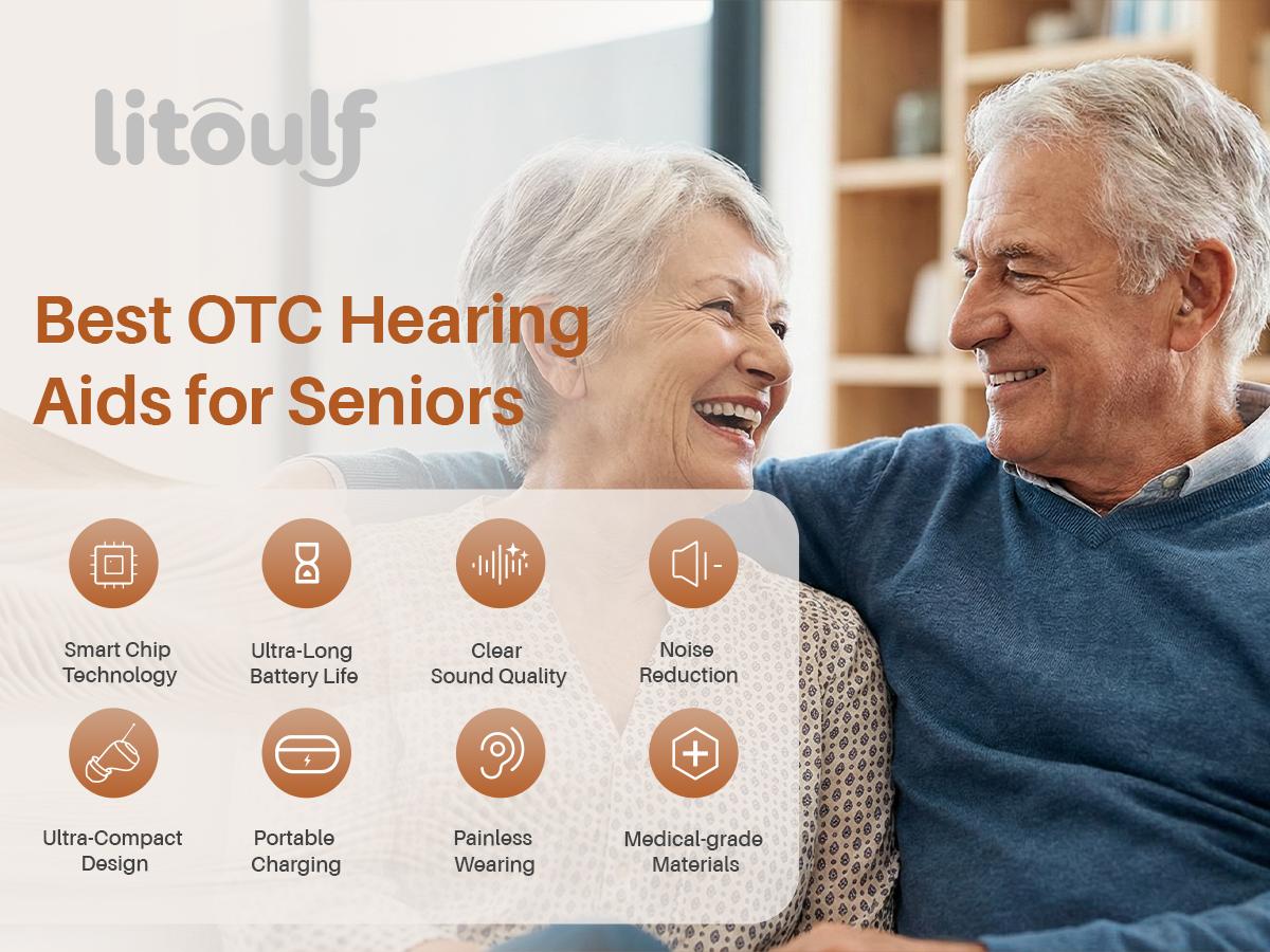 Litoulf OTC Hearing Aids Rechargeable (Including Charging Case), Comfortable In-Ear Hearing Aids for Seniors and Adults, 24-Channel Digital Noise Reduction, Clear Sound, Invisible Design, 80+ Hrs Battery Life