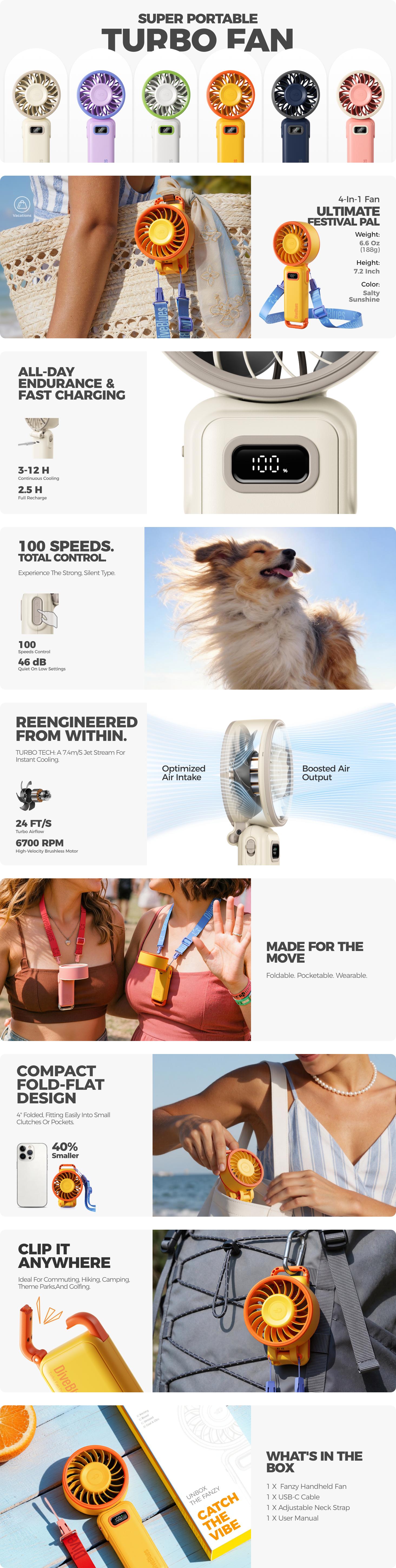 DiveBlues Pink Handheld Portable Turbo Fan USB Rechargeable Pocket Fan Up to 16 Hours 5 Speeds Powerful Cooling for Travel Summer Outdoor Lash Purse DiveBlues Pink Handheld Portable Turbo Fan USB Rechargeable Pocket Fan Up to 16 Hours 5 Speeds Powerful Cooling for Travel Summer Outdoor Lash Purse