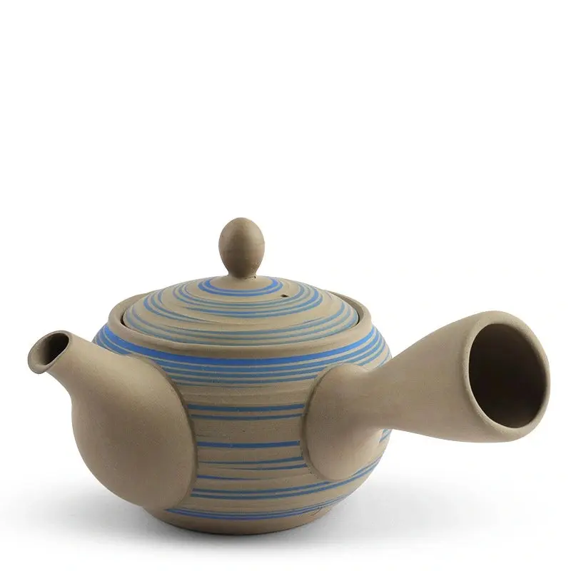 Japanese Blue Spiral Kyusu Teapot