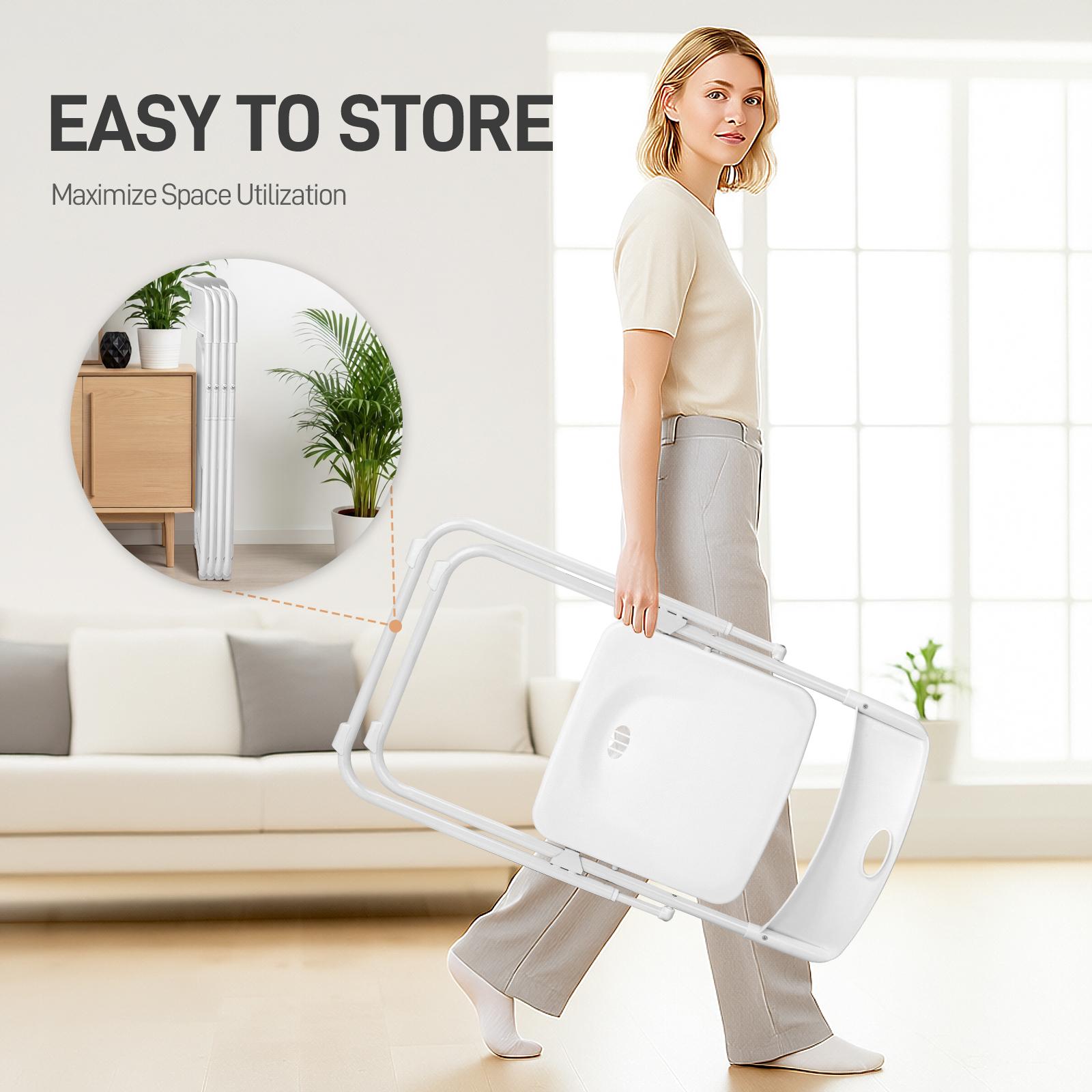 Karlhome 4/6/10 Pcs Folding Chair, 300LBS Lightweight Foldable Plastic Chair, Reinforced Metal Frame Easy to Fold & Store for Indoor Six colors & Outdoor, Wedding, Party, Meeting Room, Patio and Garden, White