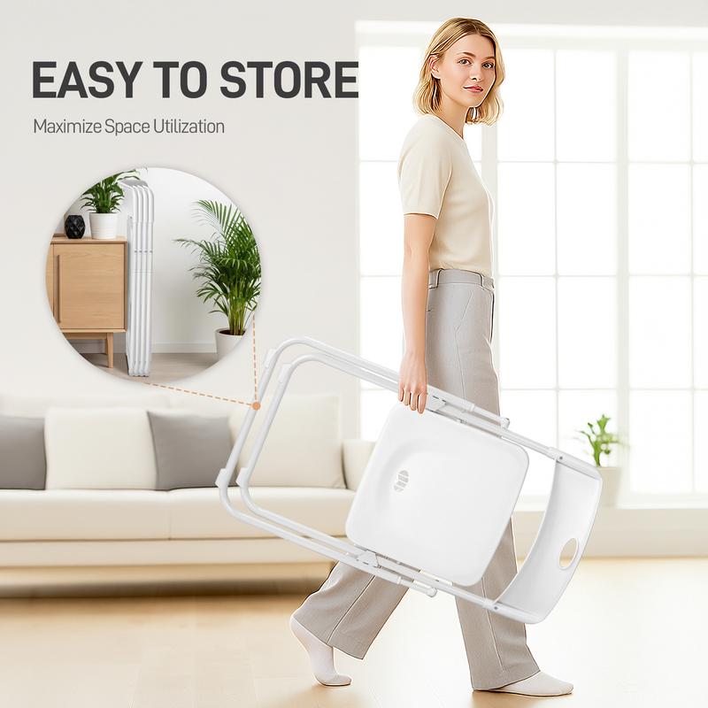 Karlhome 4/6/10 Pcs Folding Chair, 300LBS Lightweight Foldable Plastic Chair, Reinforced Metal Frame Easy to Fold & Store for Indoor Six colors & Outdoor, Wedding, Party, Meeting Room, Patio and Garden, White