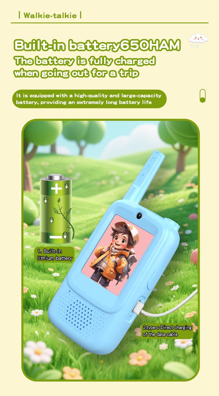 1 Pair  Kids Walkie Talkies with Video – Screen Display Toy Radios with Voice Effects, One-on-One Pairing, Long Range – Birthday Toys Gifts for Boys & Girls Ages 3–10