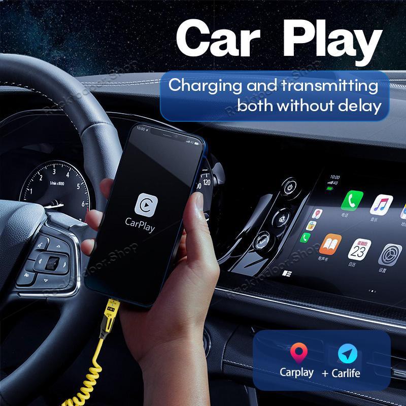 4 in 1 Spring Fast Charging Cable, 65W USB-C PD Multi Fast Charging, Universal USB Charger Cable 1.2m/4ft Coiled Retractable Cable  Fast Car Charging & Data Sync for iPhone Samsung Laptop