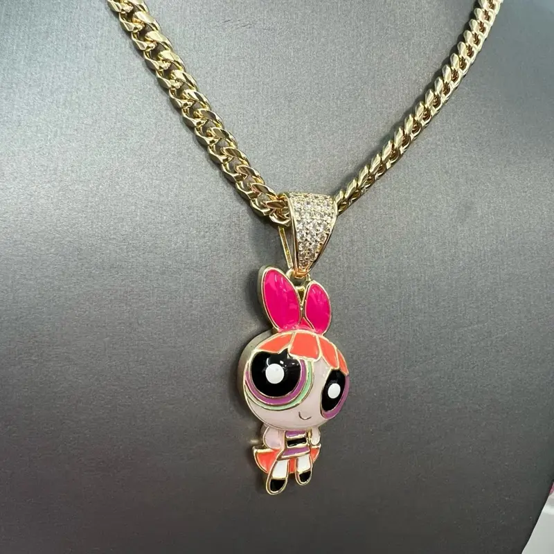 Pendant and Necklace Set with Sparkling Charms and Gold bonded Chain