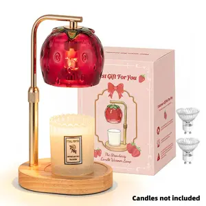 Strawberry Candle Warmer Lamp, with 2 Bulbs, Height Adjustable with Timer, Unique Glass Strawberry Design For Home & Bedroom Decor, Ideal Gift for Birthday/Mother's Day, Girl's Gift, Valentine's Day Gift