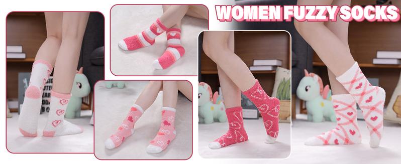 Fuzzy Socks for Women Soft Fluffy Home Sleeping Socks Cozy Warm Slipper Socks 6 or 5 Pairs Comfortable Material Ideal for Chilly Evenings