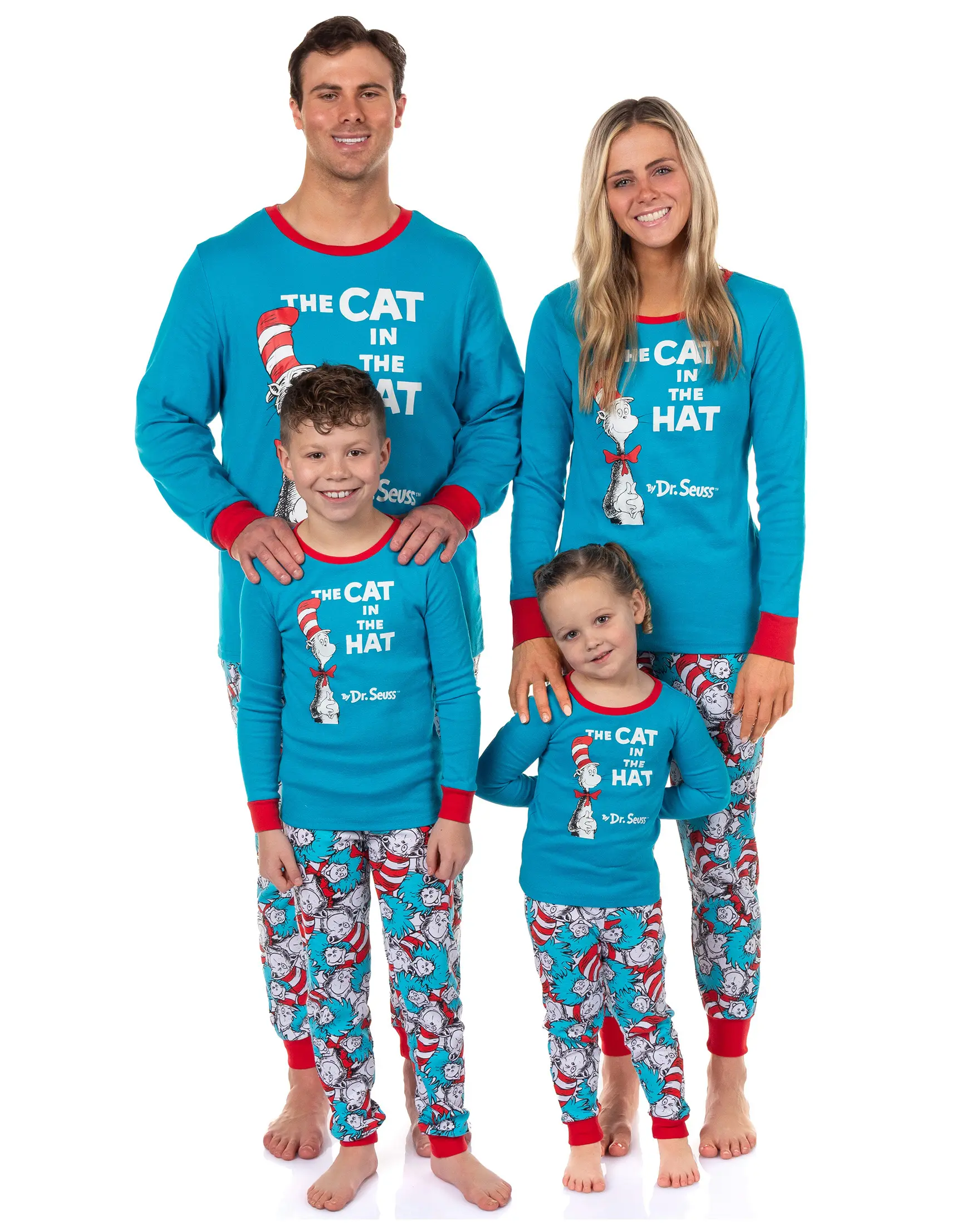 Men's Dr. Seuss Cat In The Hat Book Cover Print 2-Piece Tight-Fit Pajama Set - Girl, Women's Everyday Garment with Sleeves & Bottoms